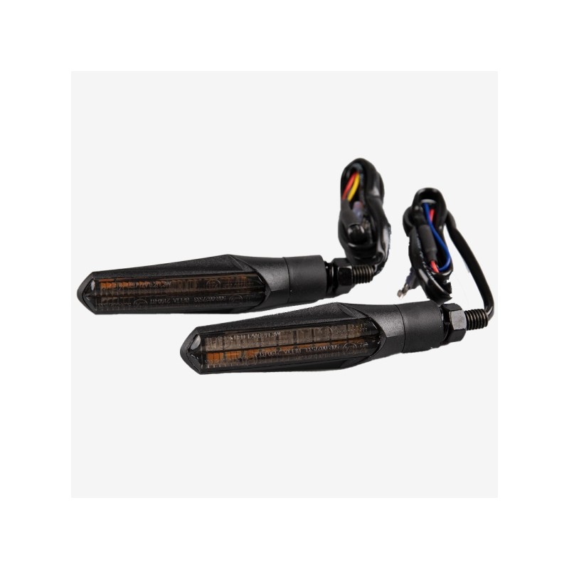 Indicadores LED negros mate secuenciales para motocicleta Lextek con luz de freno Talaria Sting